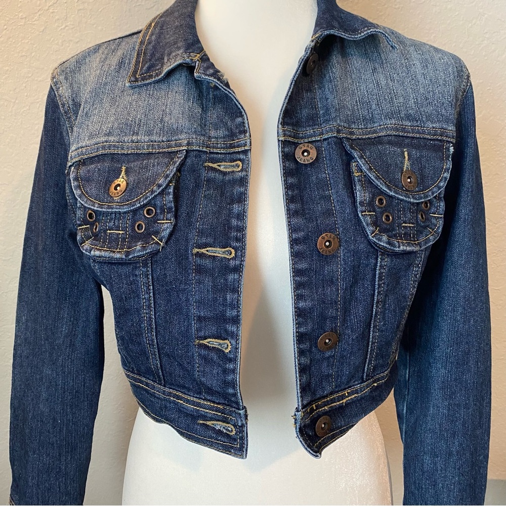 Vintage Star dark Blue cropped  Jean Jacket